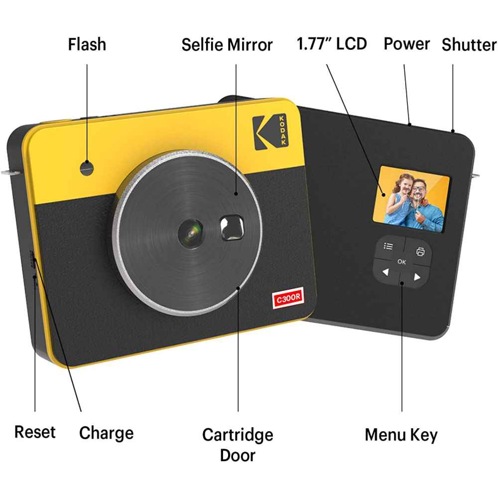 Kodak MiniShot Combo 3 Retro (Gialla) fotocamera e stampante - Hobbyfoto