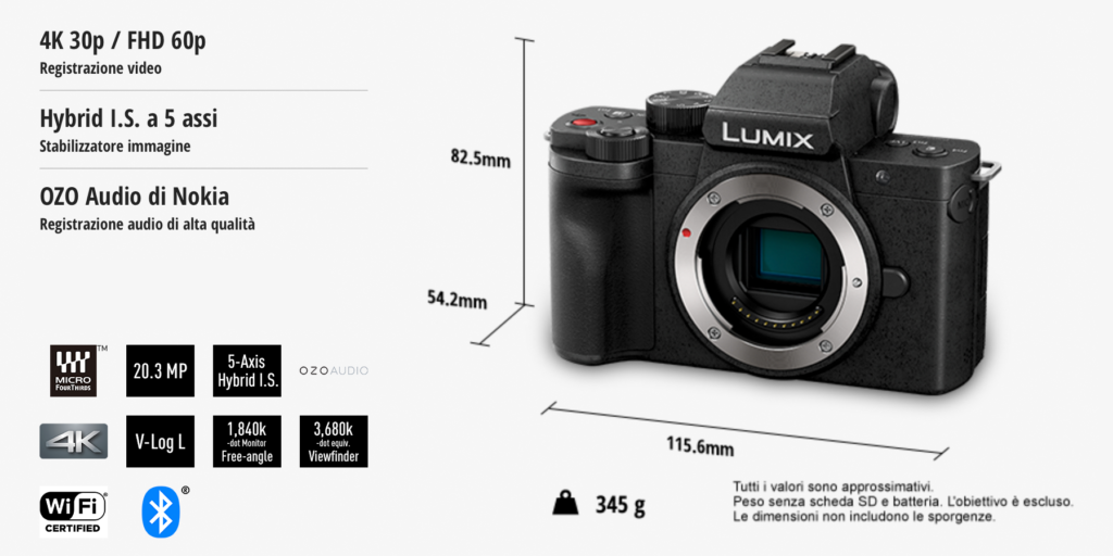 Panasonic Lumix DC-G100-specifiche-body