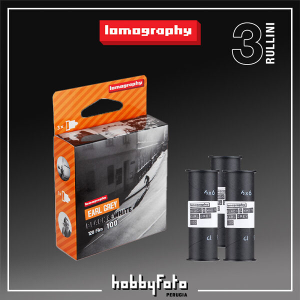 Lomography Earl Grey B&W 100 ISO 120 Pellicola bianco e nero (confezione da 3 rulli)