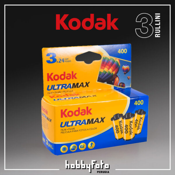 KODAK ULTRAMAX 400 Pellicola colori 135-24 pose (3 rullini)