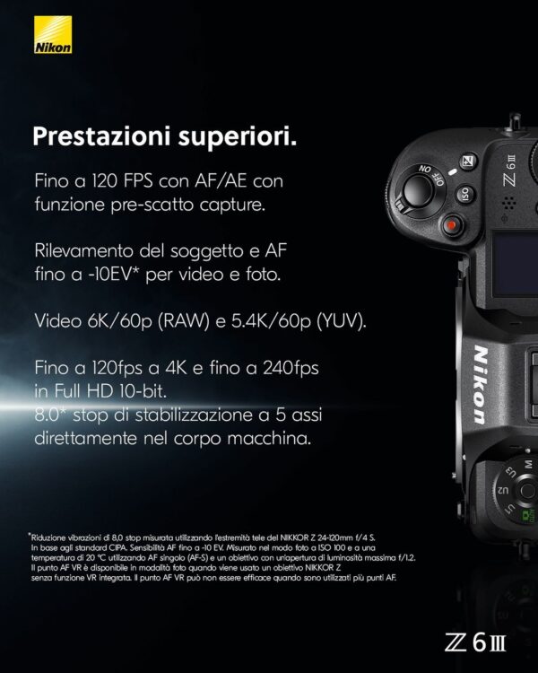 Nikon Z6 III + Z 24-200 f/4-6.3 + SDXC 128GB | Garanzia Nital 4 anni - immagine 6