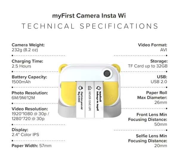 myFirst Camera Insta Wi (Giallo/Yellow) Fotocamera per bambini istantanea - immagine 7