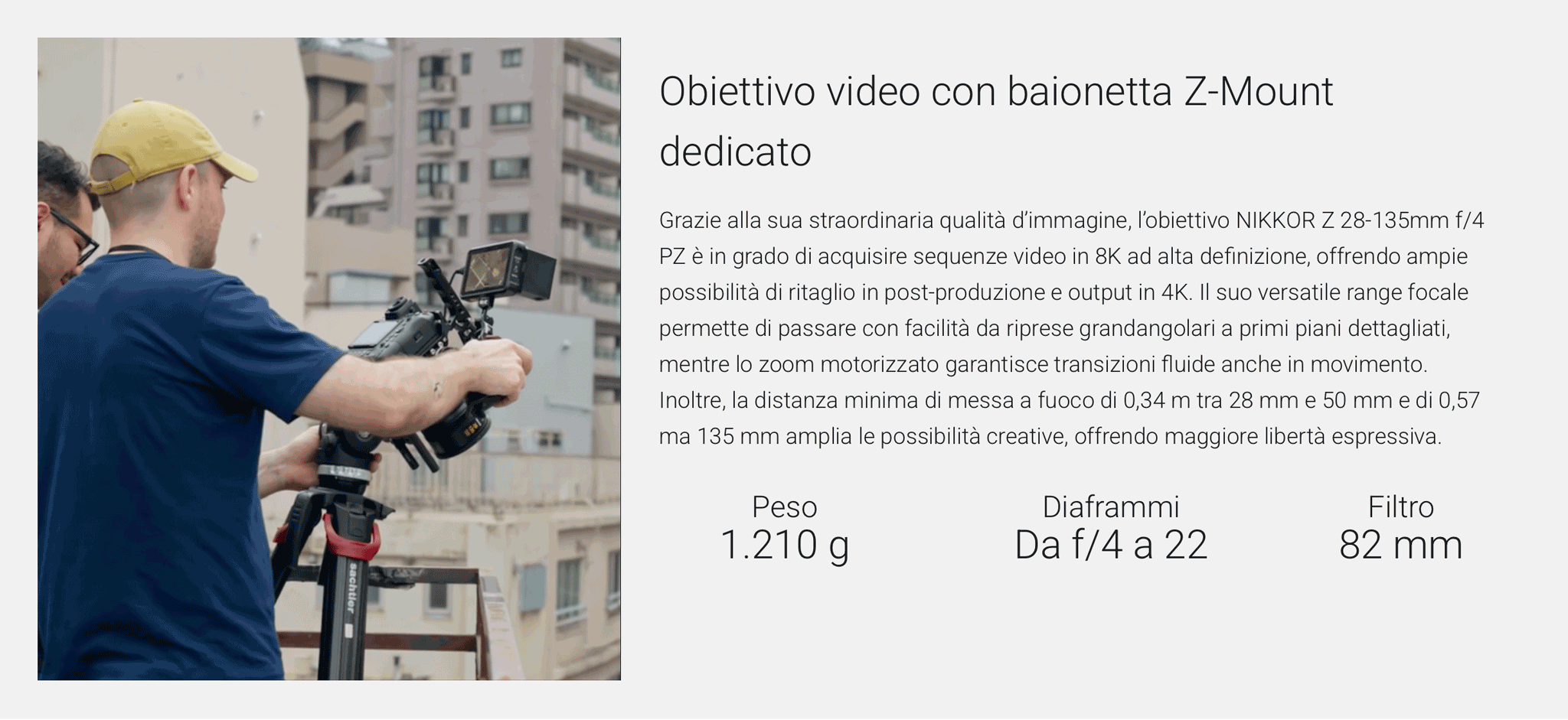 Obiettivo video con baionetta Z-Mount dedicato